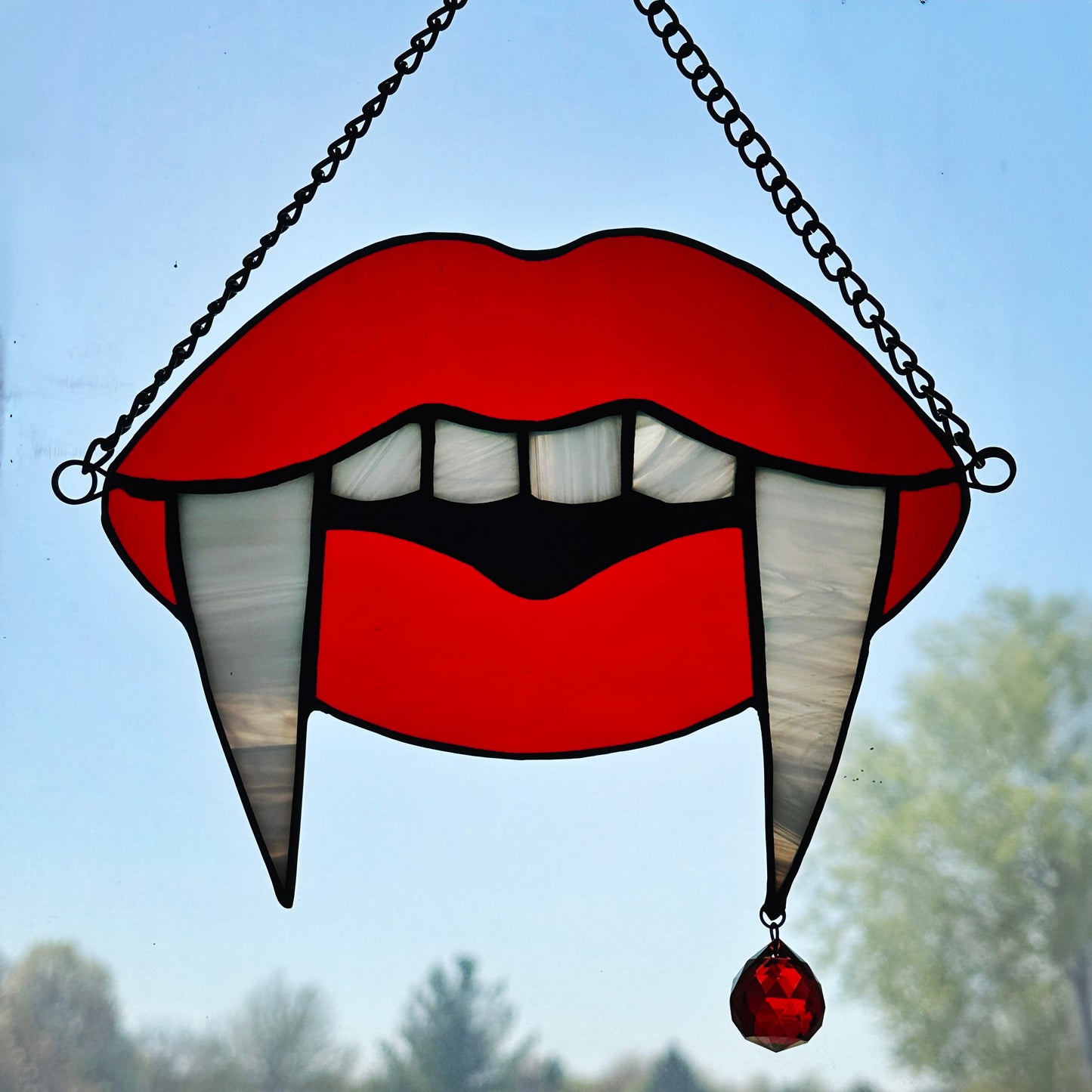 Red Vampire Teeth Suncatcher