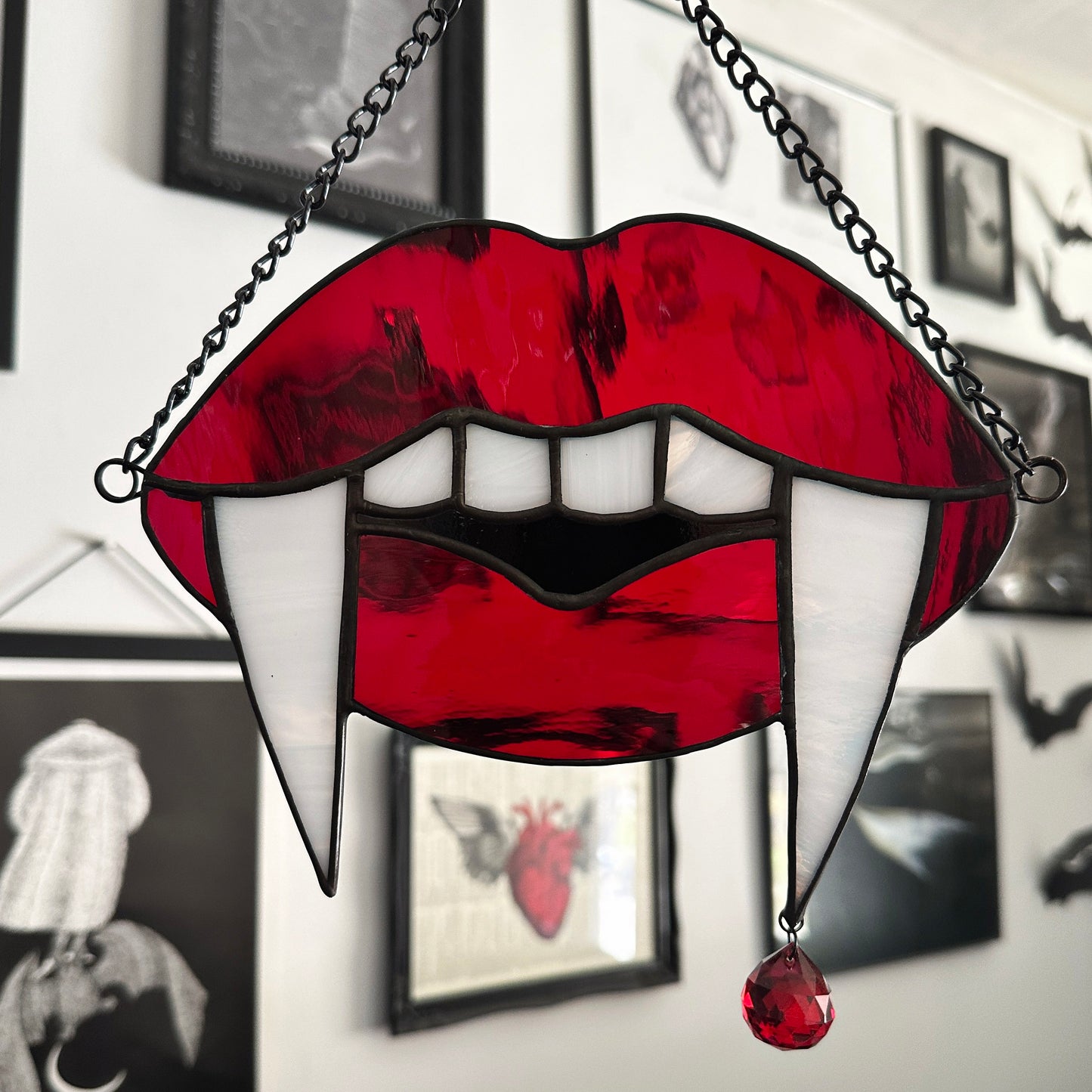 Red Vampire Teeth Suncatcher